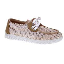 Mocasines Duuo zapatos Mujer modelo Ona Walaby Trenzado Beige Cordón 2