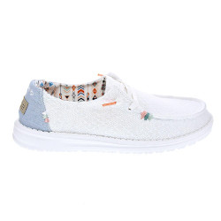 Mocasines Hey Dude zapatos Mujer modelo Wendy Boho Blanco Cordón