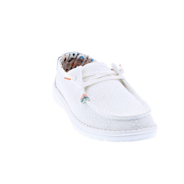 Mocasines Hey Dude zapatos Mujer modelo Wendy Boho Blanco Cordón