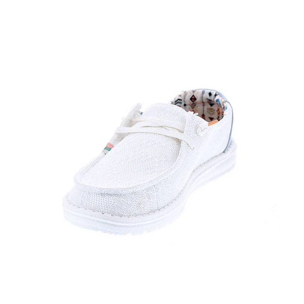 Mocasines Hey Dude zapatos Mujer modelo Wendy Boho Blanco Cordón