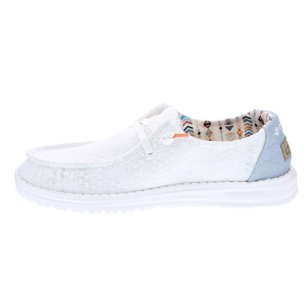 Mocasines Hey Dude zapatos Mujer modelo Wendy Boho Blanco Cordón