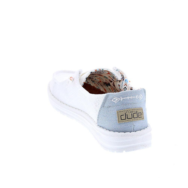 Mocasines Hey Dude zapatos Mujer modelo Wendy Boho Blanco Cordón