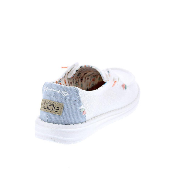 Mocasines Hey Dude zapatos Mujer modelo Wendy Boho Blanco Cordón