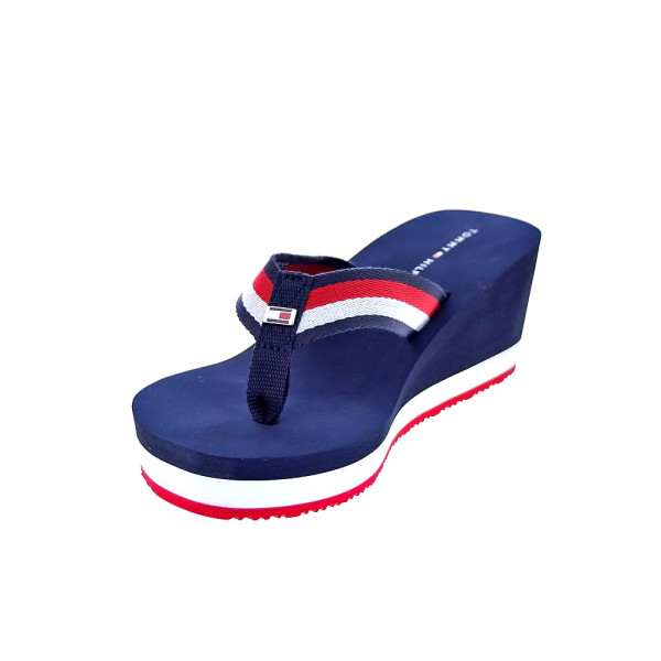 Chanclas Tommy Hilfiger zapatos Mujer modelo Corporate Wedge Rojo 
