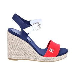Sandalias Tommy Hilfiger zapatos Mujer modelo Stripes Wedge Azul Hebilla