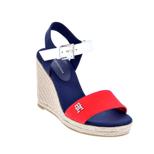 Sandalias Tommy Hilfiger zapatos Mujer modelo Stripes Wedge Azul Hebilla