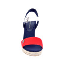 Sandalias Tommy Hilfiger zapatos Mujer modelo Stripes Wedge Azul Hebilla