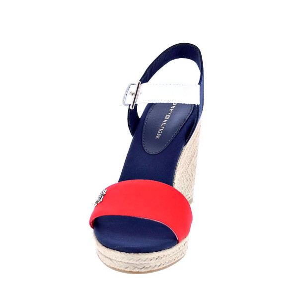 Sandalias Tommy Hilfiger zapatos Mujer modelo Stripes Wedge Azul Hebilla