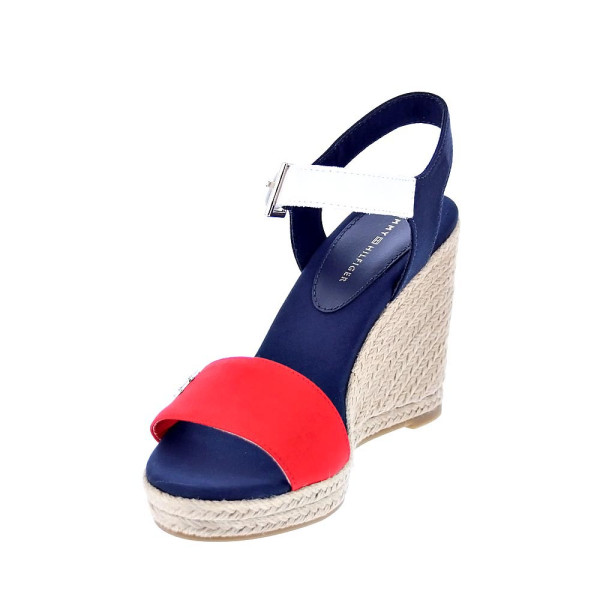Sandalias Tommy Hilfiger zapatos Mujer modelo Stripes Wedge Azul Hebilla