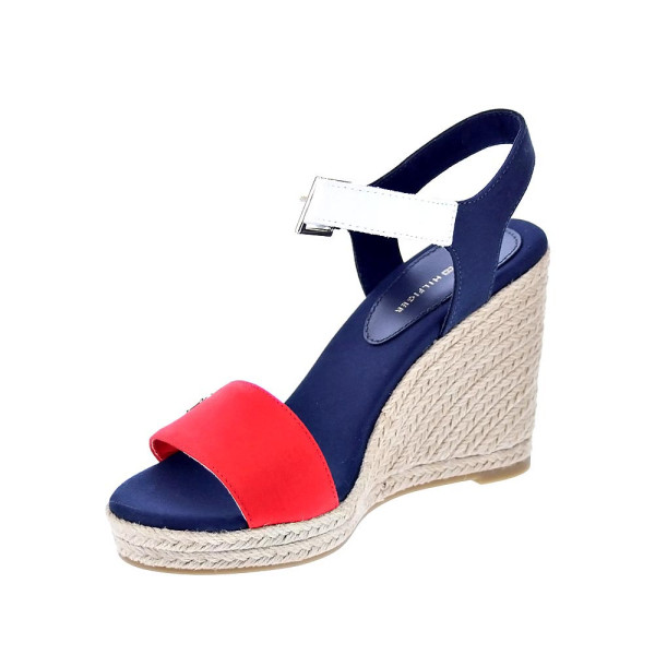 Sandalias Tommy Hilfiger zapatos Mujer modelo Stripes Wedge Azul Hebilla