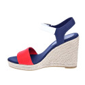 Sandalias Tommy Hilfiger zapatos Mujer modelo Stripes Wedge Azul Hebilla