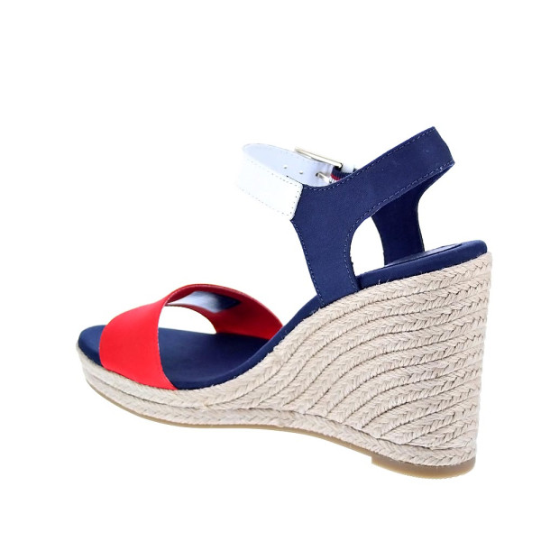 Sandalias Tommy Hilfiger zapatos Mujer modelo Stripes Wedge Azul Hebilla