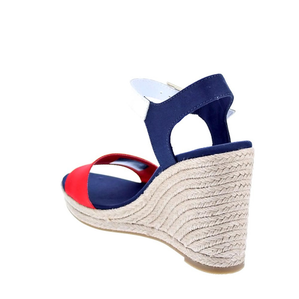 Sandalias Tommy Hilfiger zapatos Mujer modelo Stripes Wedge Azul Hebilla