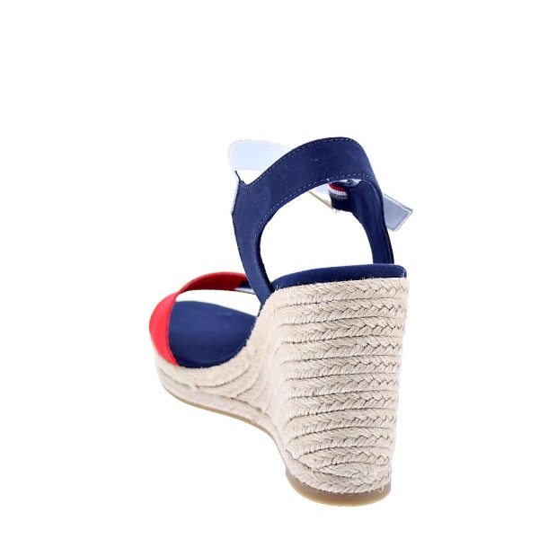 Sandalias Tommy Hilfiger zapatos Mujer modelo Stripes Wedge Azul Hebilla