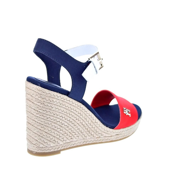 Sandalias Tommy Hilfiger zapatos Mujer modelo Stripes Wedge Azul Hebilla