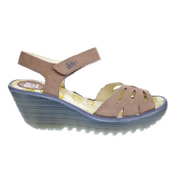 Sandalias Fly London zapatos Mujer modelo Yazi Beige Velcro