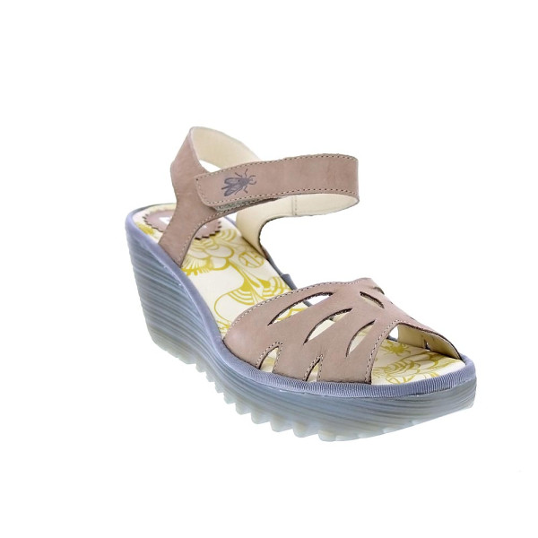 Sandalias Fly London zapatos Mujer modelo Yazi Beige Velcro