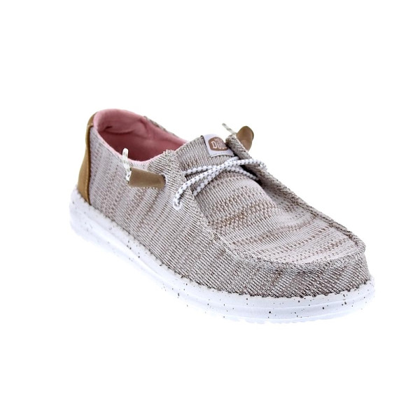 Mocasines Hey Dude zapatos Mujer modelo Wendy Sport Beige Cordón