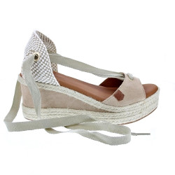 Sandalias Popa zapatos Mujer modelo Valdes Serraje Beige cordones