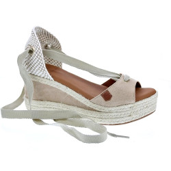 Sandalias Popa zapatos Mujer modelo Valdes Serraje Beige cordones 2
