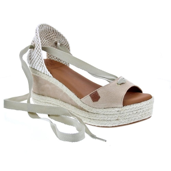 Sandalias Popa zapatos Mujer modelo Valdes Serraje Beige cordones