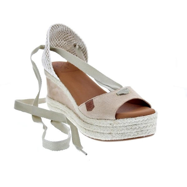 Sandalias Popa zapatos Mujer modelo Valdes Serraje Beige cordones