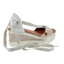Sandalias Popa zapatos Mujer modelo Valdes Serraje Beige cordones