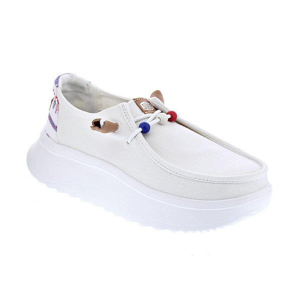 Mocasines Hey Dude zapatos Mujer modelo Wendy Peak Blanco Cordón