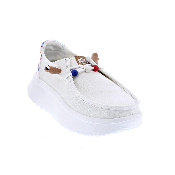 Mocasines Hey Dude zapatos Mujer modelo Wendy Peak Blanco Cordón