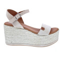 Sandalias Popa zapatos Mujer modelo Tofari Serraje Beige Hebilla