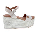 Sandalias Popa zapatos Mujer modelo Tofari Serraje Beige Hebilla