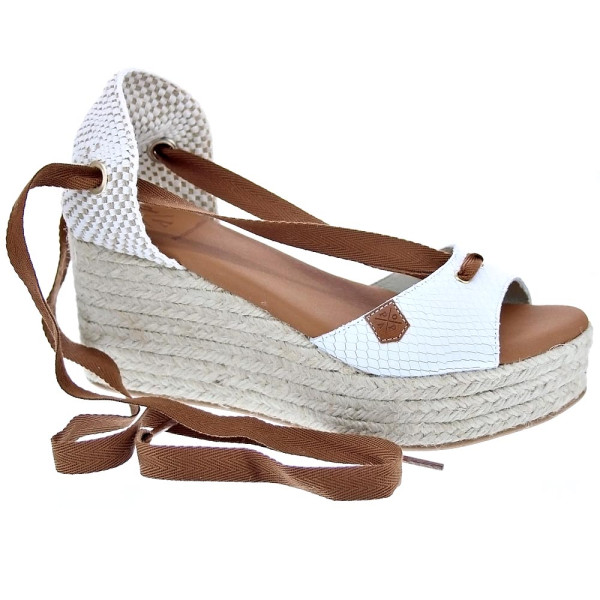 Sandalias Popa zapatos Mujer modelo Valdes Snake Blanco cordones