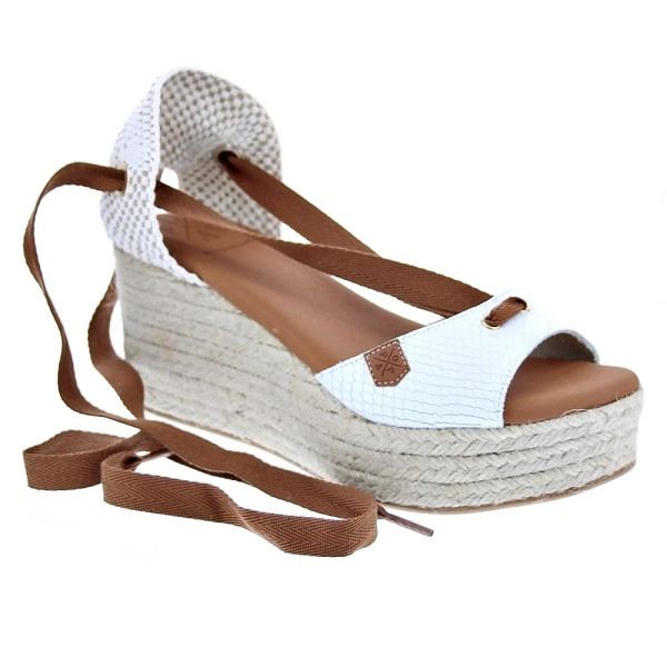Sandalias Popa zapatos Mujer modelo Valdes Snake Blanco cordones