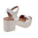 Sandalias Popa zapatos Mujer modelo Arale Serraje Beige 