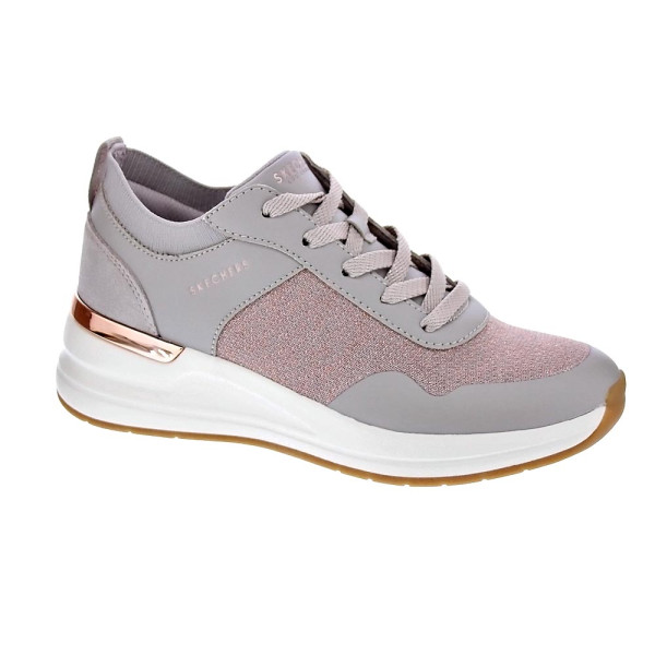 Zapatillas Skechers zapatos Mujer modelo Street cuña Beige Cordón