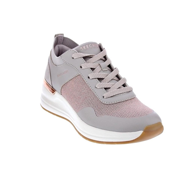 Zapatillas Skechers zapatos Mujer modelo Street cuña Beige Cordón