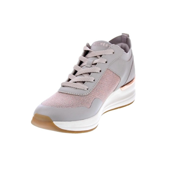 Zapatillas Skechers zapatos Mujer modelo Street cuña Beige Cordón
