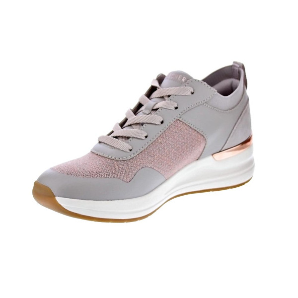 Zapatillas Skechers zapatos Mujer modelo Street cuña Beige Cordón