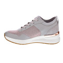 Zapatillas Skechers zapatos Mujer modelo Street cuña Beige Cordón