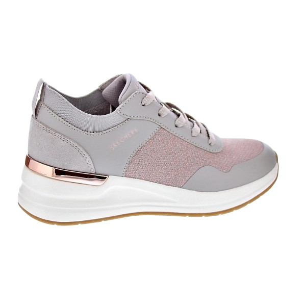 Zapatillas Skechers zapatos Mujer modelo Street cuña Beige Cordón