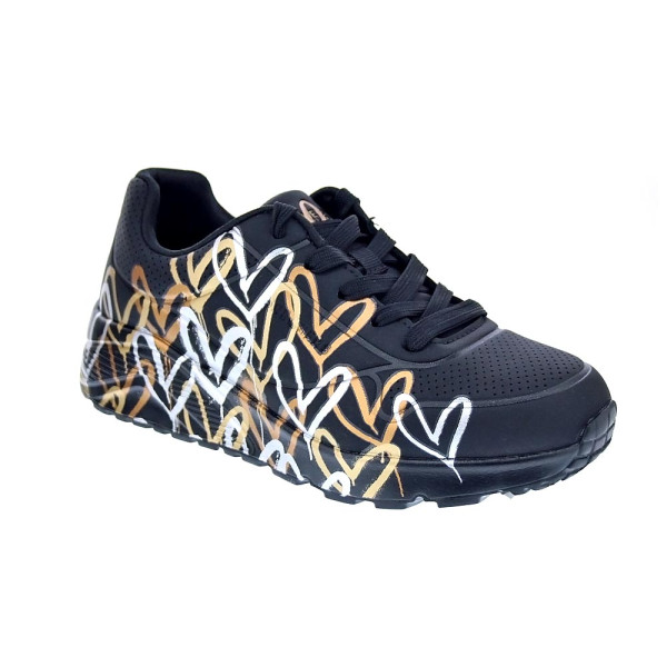 Zapatillas Skechers zapatos Niña modelo Uno Lite Negro Cordón