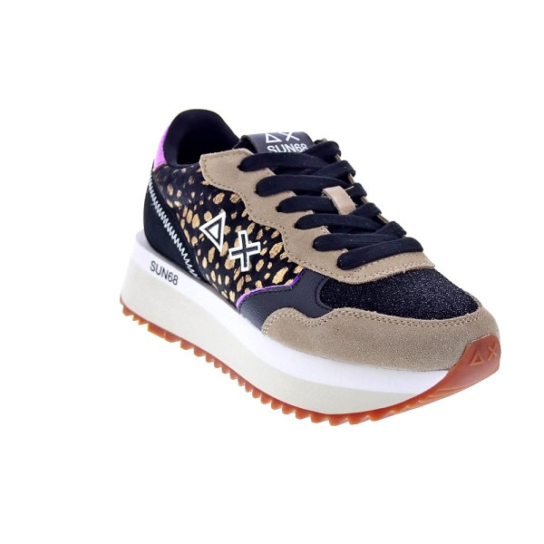 Zapatillas Sun68 AX zapatos Mujer modelo Big Akky Animalier Negro Cordón