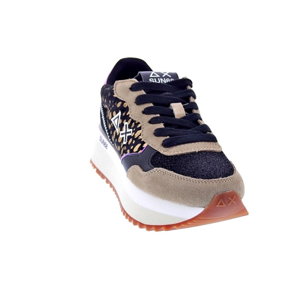 Zapatillas Sun68 AX zapatos Mujer modelo Big Akky Animalier Negro Cordón