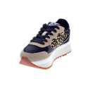 Zapatillas Sun68 AX zapatos Mujer modelo Big Akky Animalier Negro Cordón