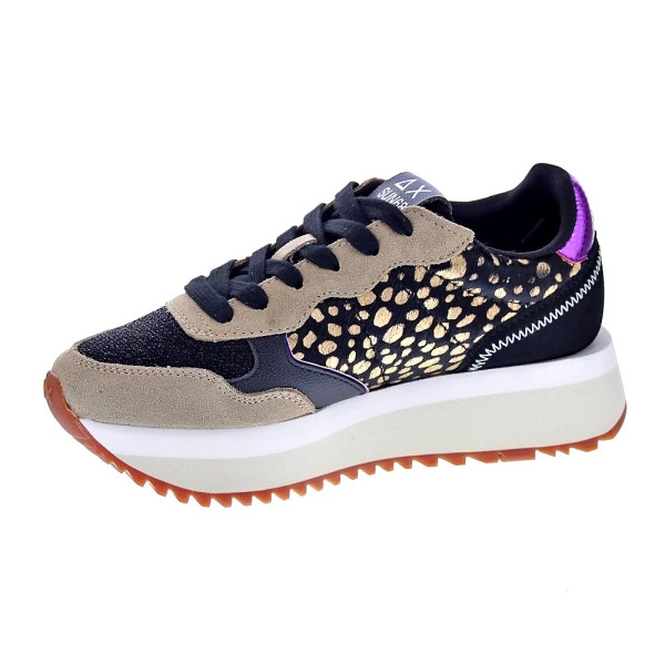 Zapatillas Sun68 AX zapatos Mujer modelo Big Akky Animalier Negro Cordón