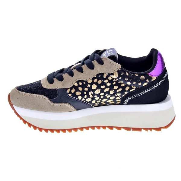Zapatillas Sun68 AX zapatos Mujer modelo Big Akky Animalier Negro Cordón