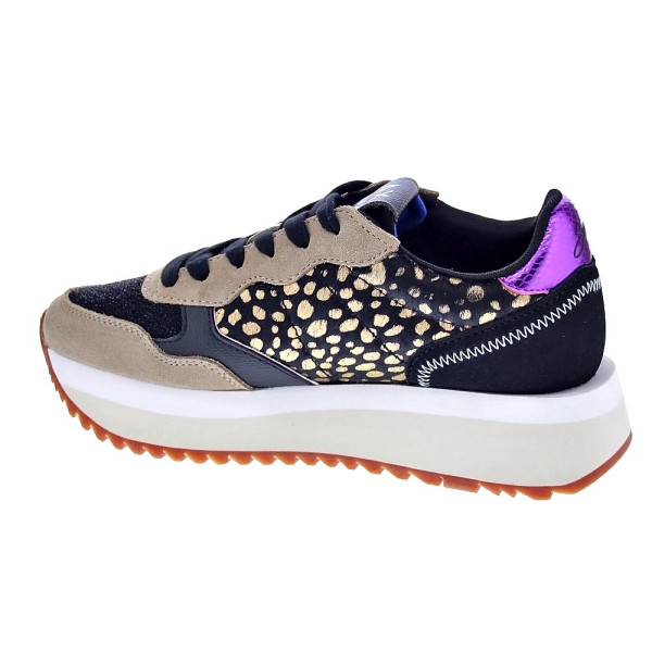 Zapatillas Sun68 AX zapatos Mujer modelo Big Akky Animalier Negro Cordón