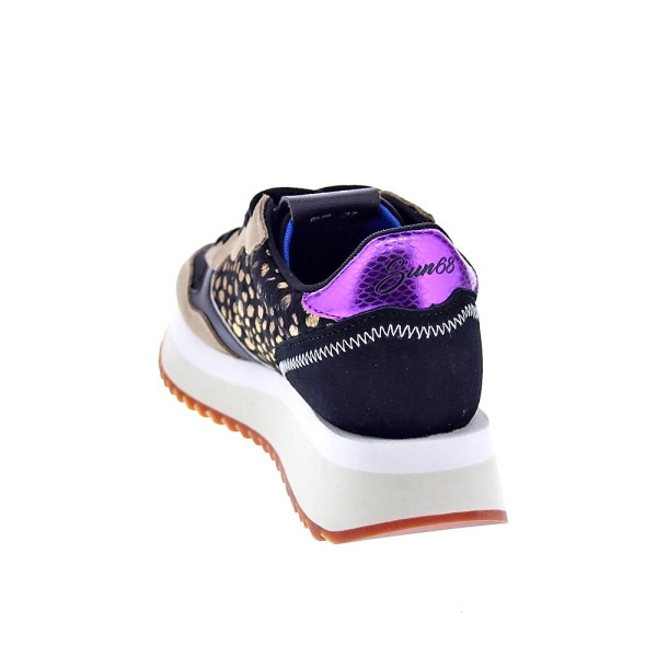 Zapatillas Sun68 AX zapatos Mujer modelo Big Akky Animalier Negro Cordón