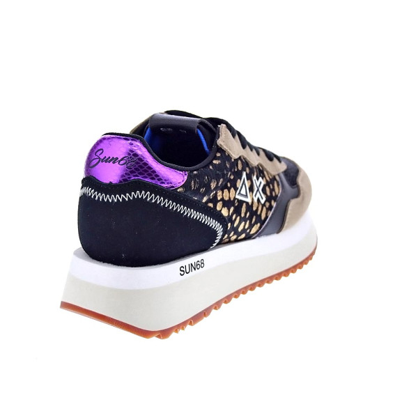 Zapatillas Sun68 AX zapatos Mujer modelo Big Akky Animalier Negro Cordón