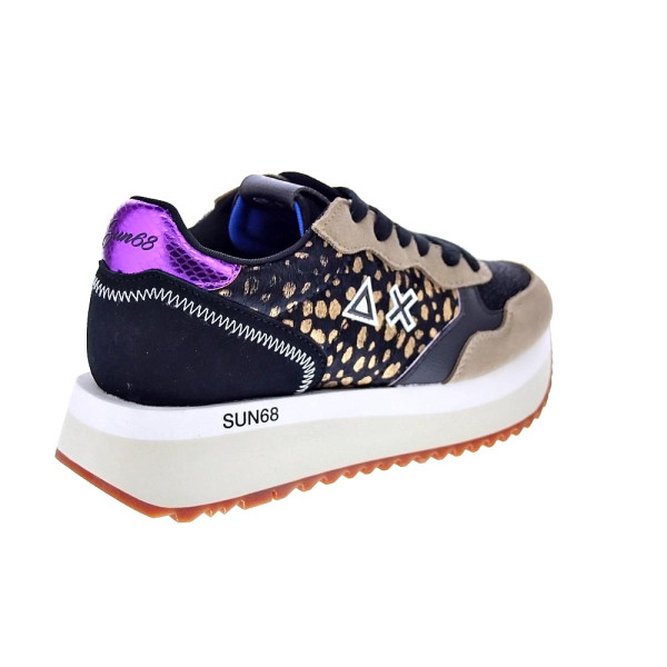 Zapatillas Sun68 AX zapatos Mujer modelo Big Akky Animalier Negro Cordón